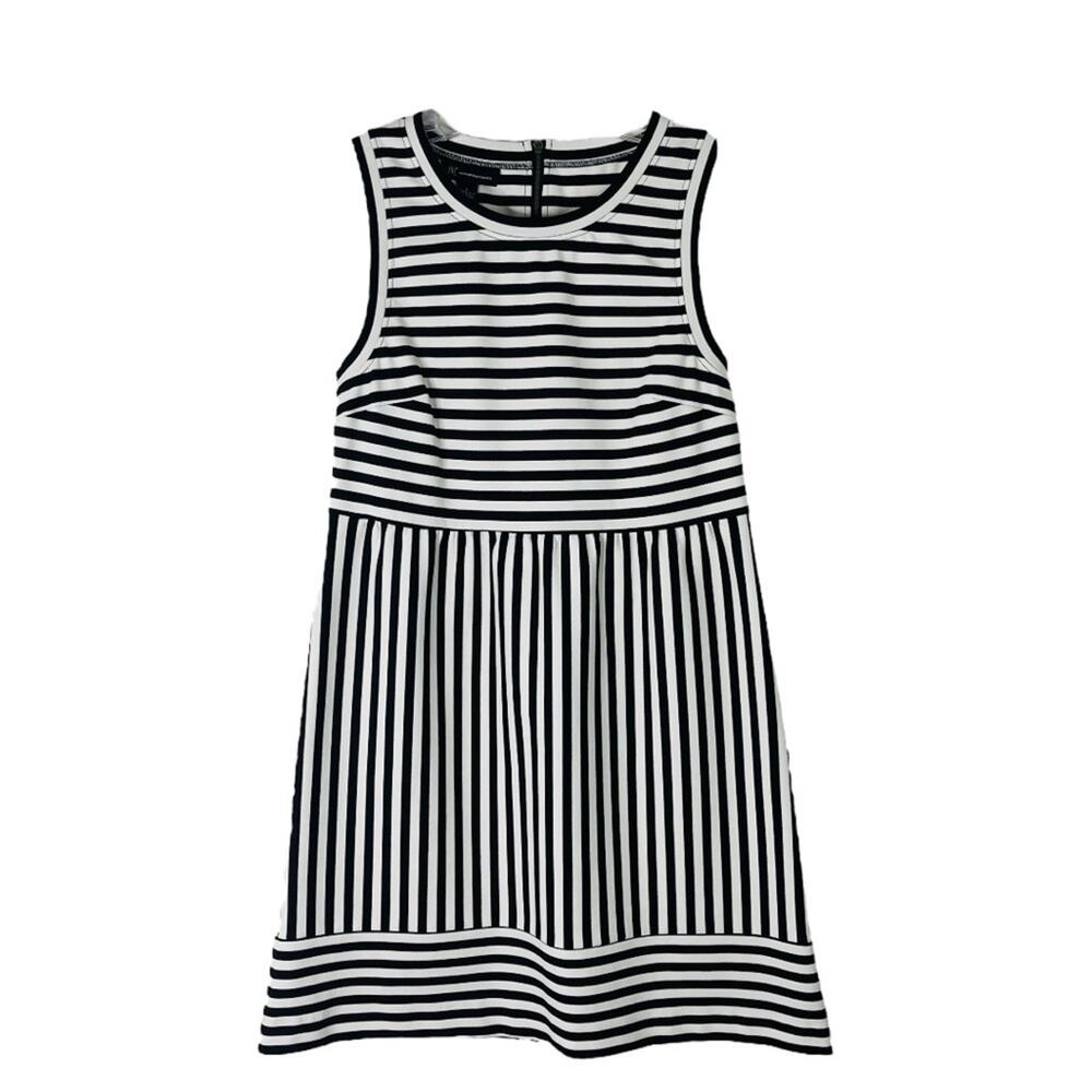 INC black white striped prepoy coastal office stretchy midi dress large